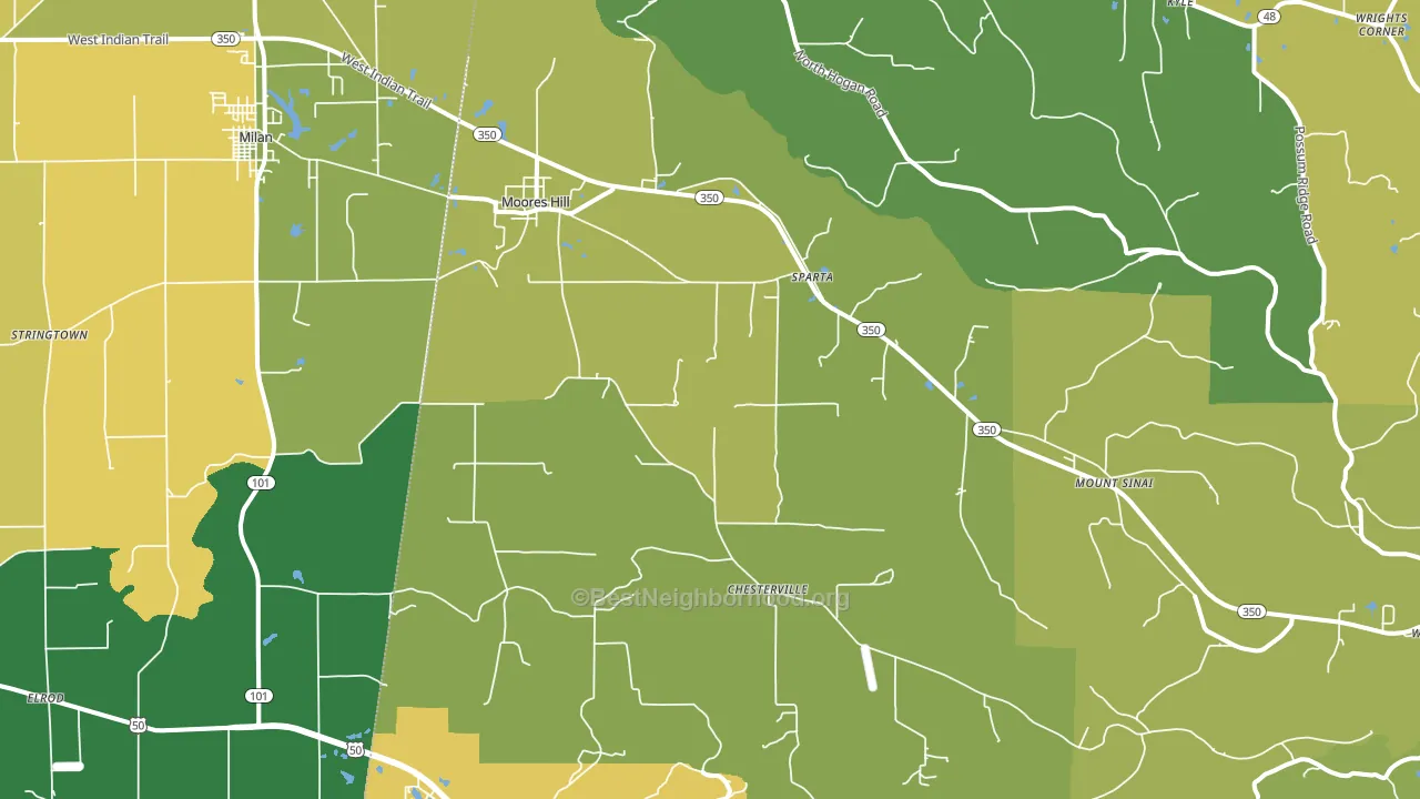 Moores Hill, IN block-group voter-turnout map