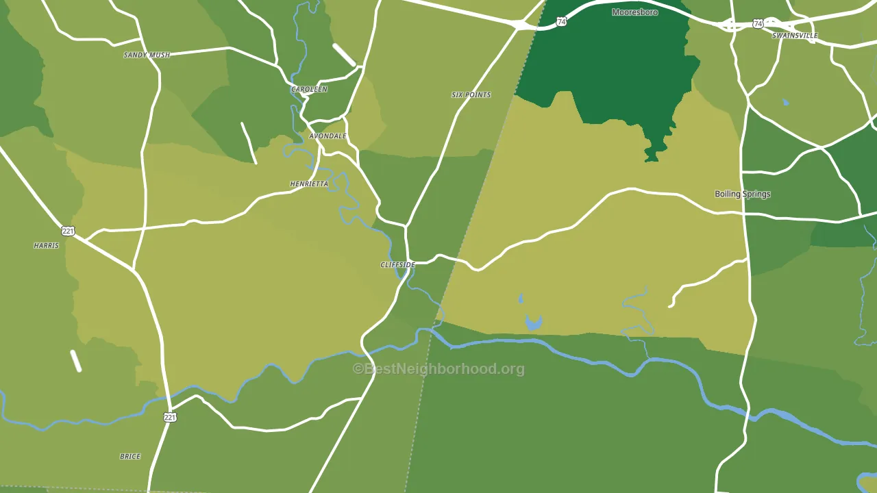 Mooresboro, NC block-group voter-turnout map