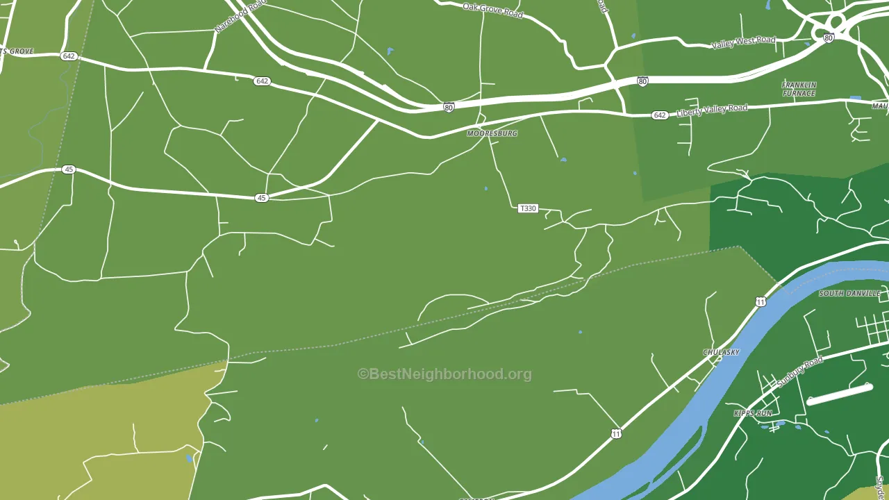 Mooresburg, PA block-group voter-turnout map