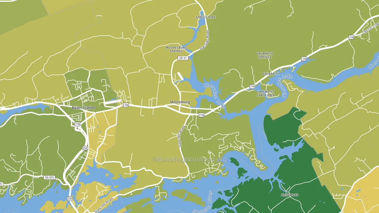 Mooresburg, TN block-group voter-turnout map