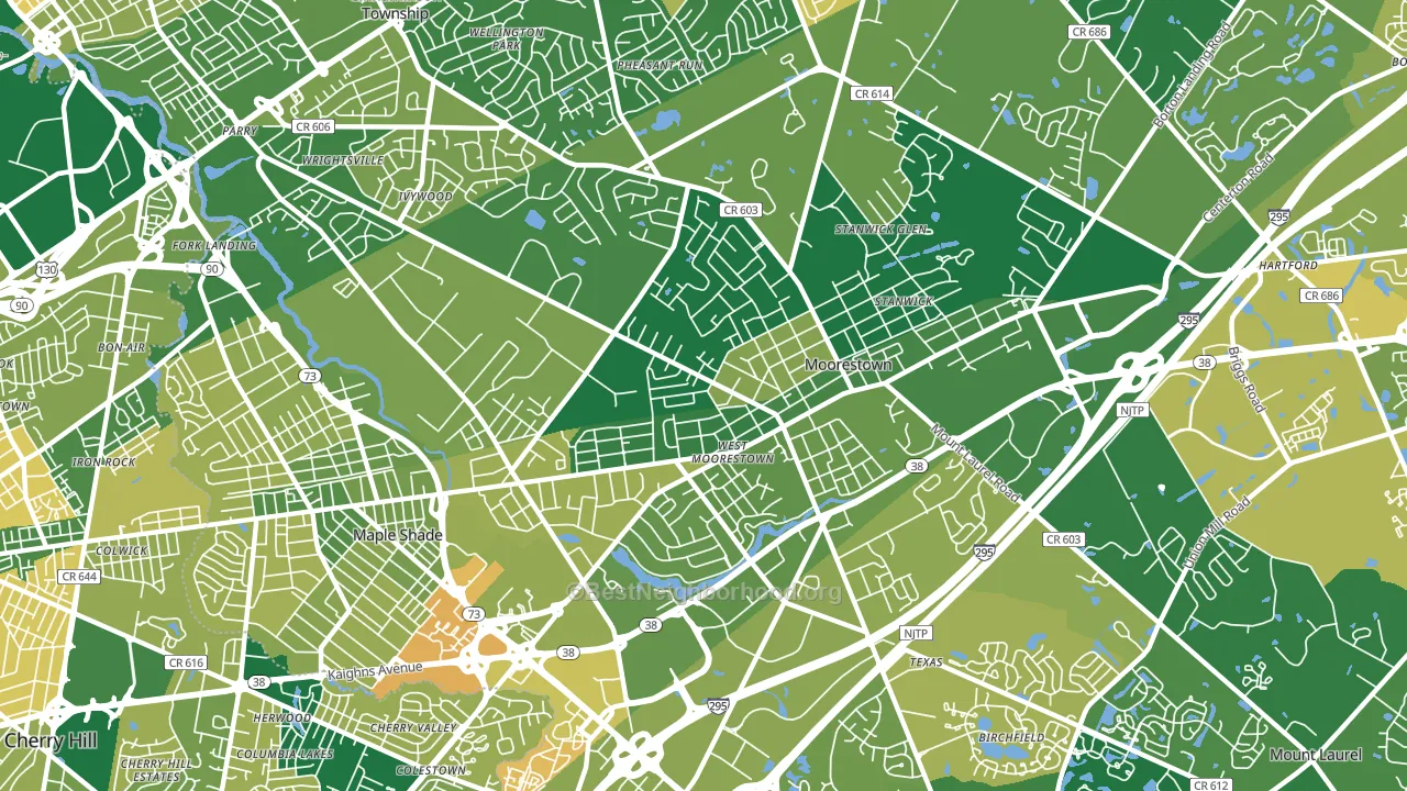 Moorestown-Lenola, NJ block-group voter-turnout map