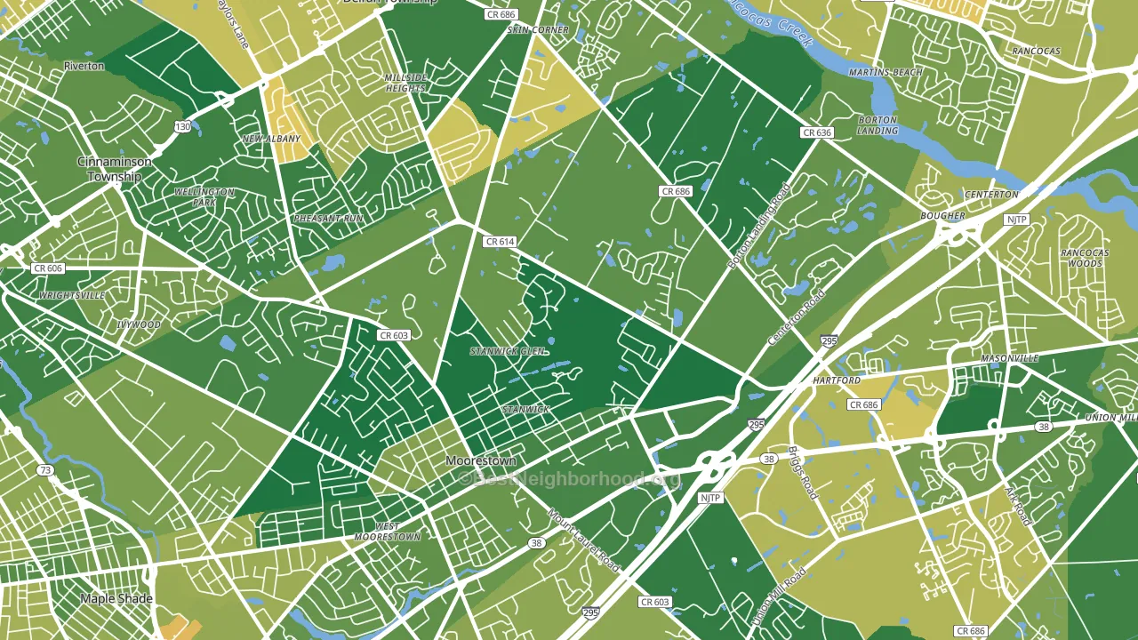 Moorestown, NJ block-group voter-turnout map