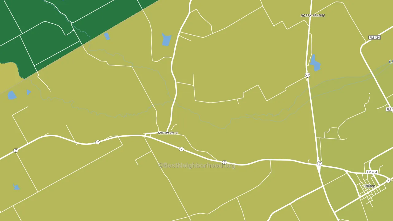 Mooreville, TX block-group voter-turnout map
