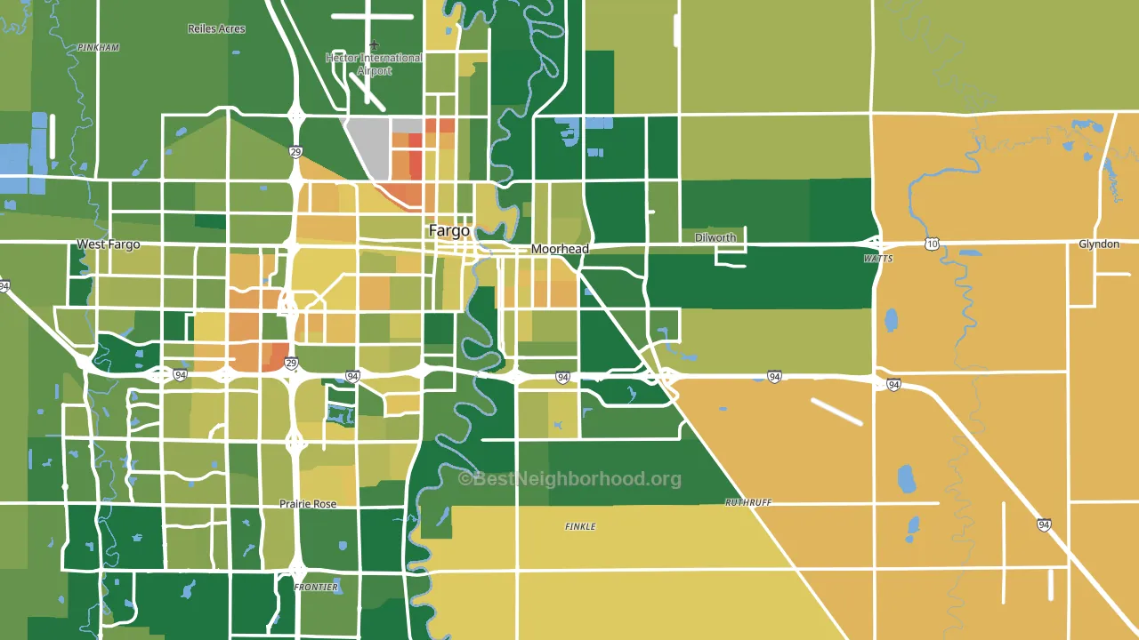 Moorhead, MN block-group voter-turnout map