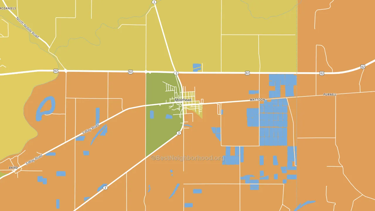 Moorhead, MS block-group voter-turnout map
