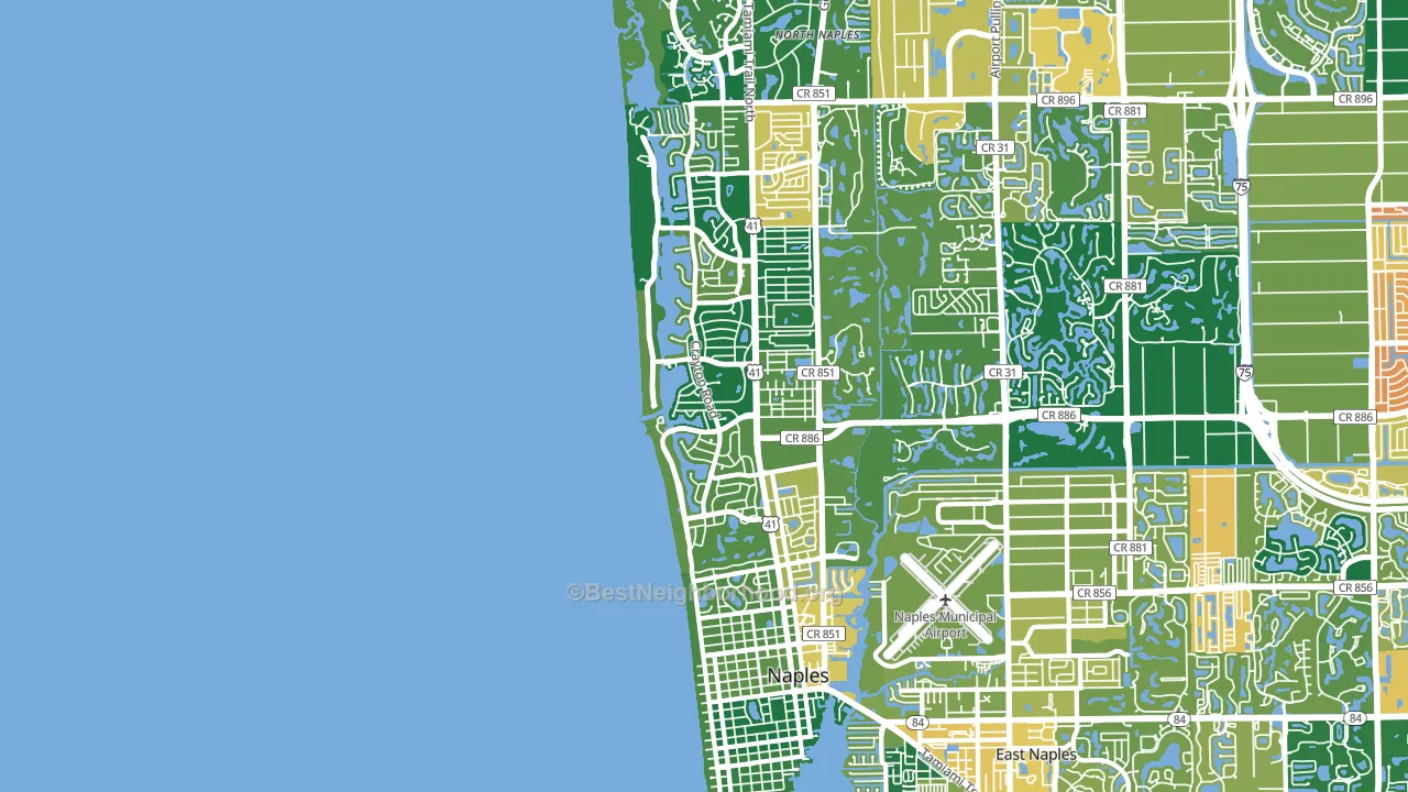 Moorings-Coquina Sands, Naples, FL block-group voter-turnout map