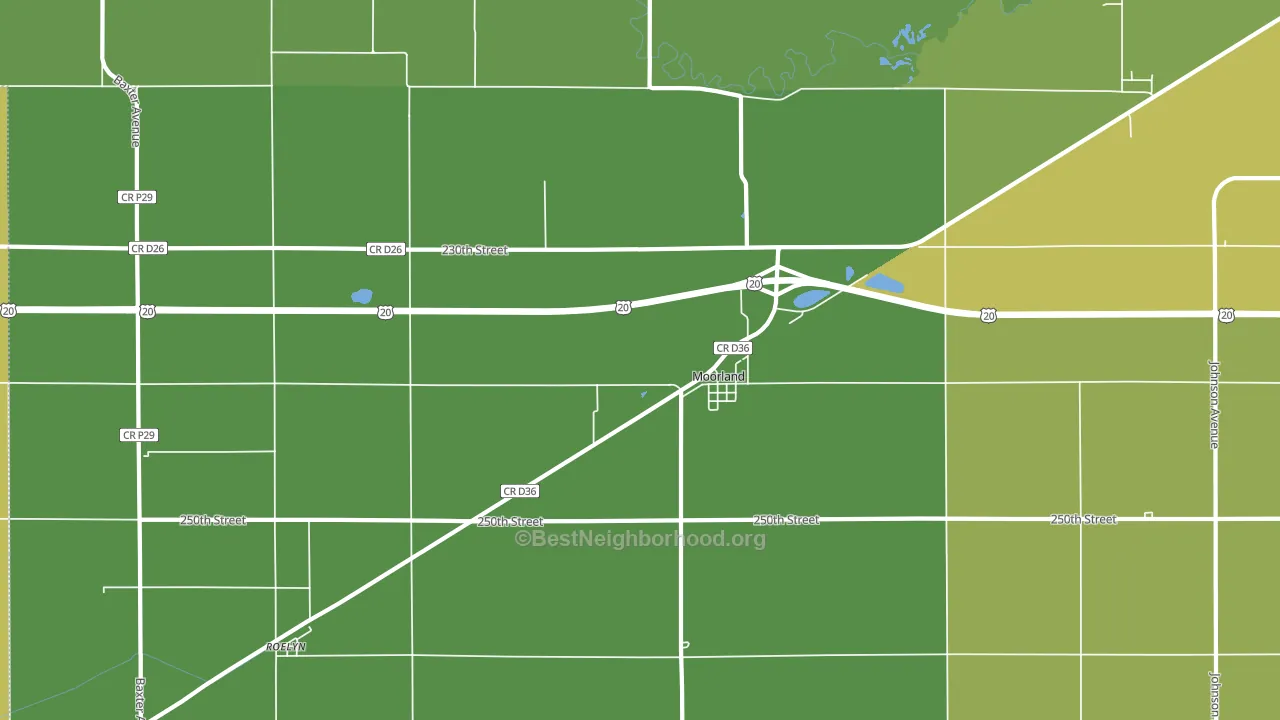 Moorland, IA block-group voter-turnout map