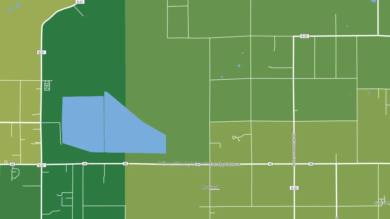 Moorland, MI block-group voter-turnout map