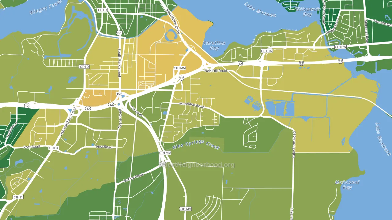 Moorland-Rimrock, Madison, WI block-group voter-turnout map
