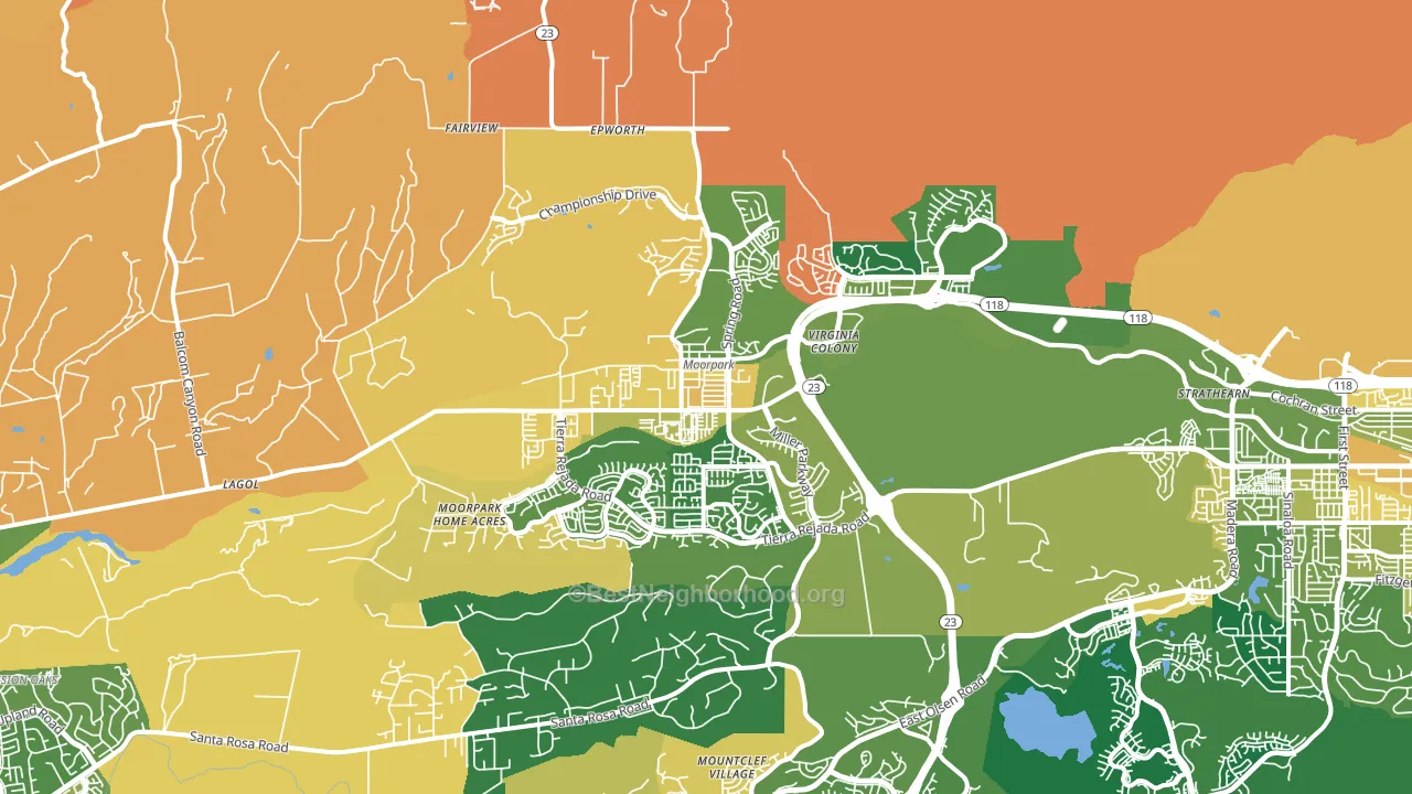 Moorpark, CA block-group voter-turnout map