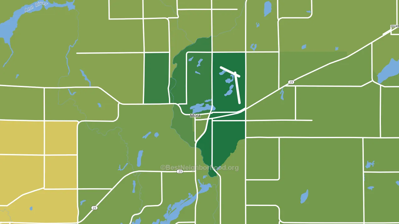 Mora, MN block-group voter-turnout map