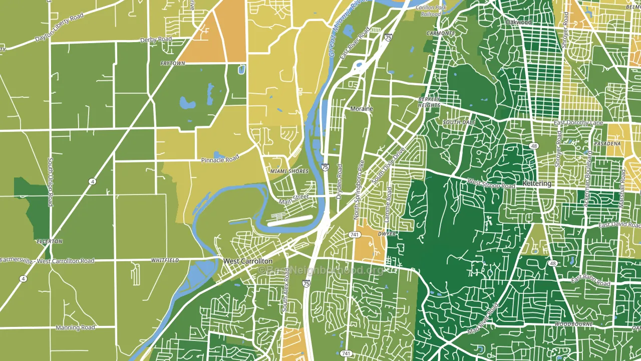 Moraine, OH block-group voter-turnout map