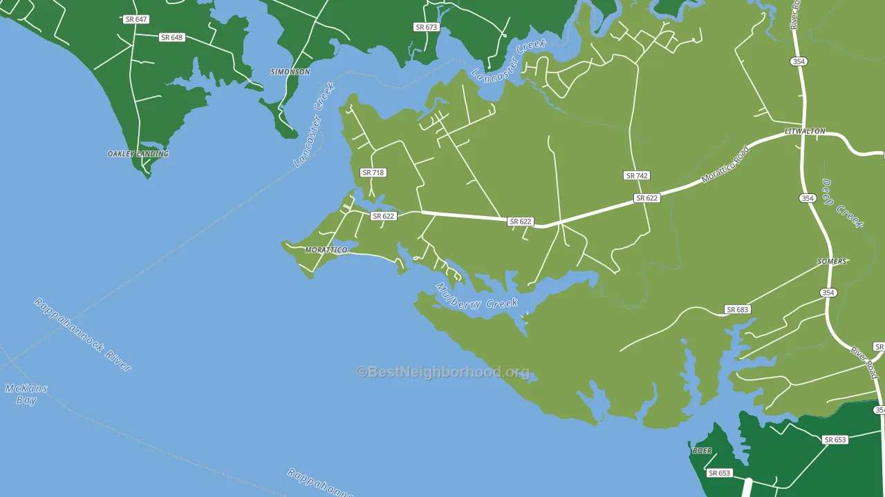 Morattico, VA block-group voter-turnout map