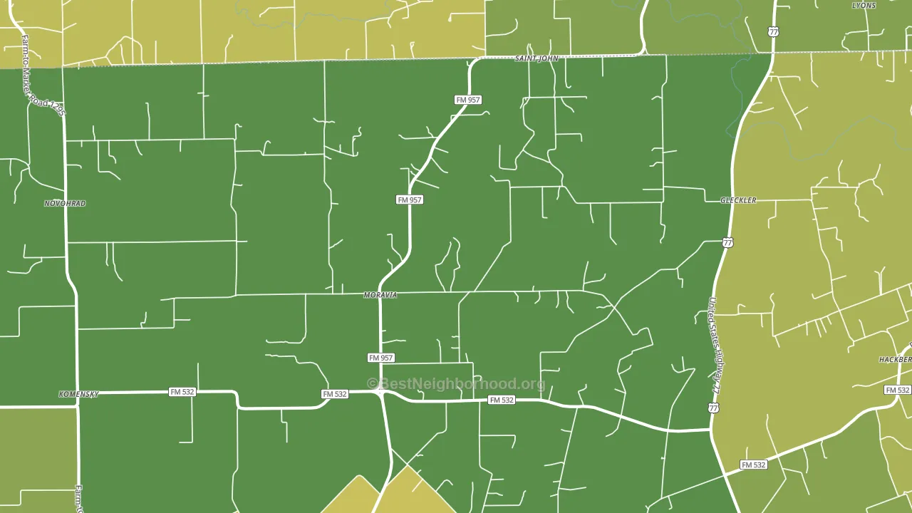 Moravia, TX block-group voter-turnout map