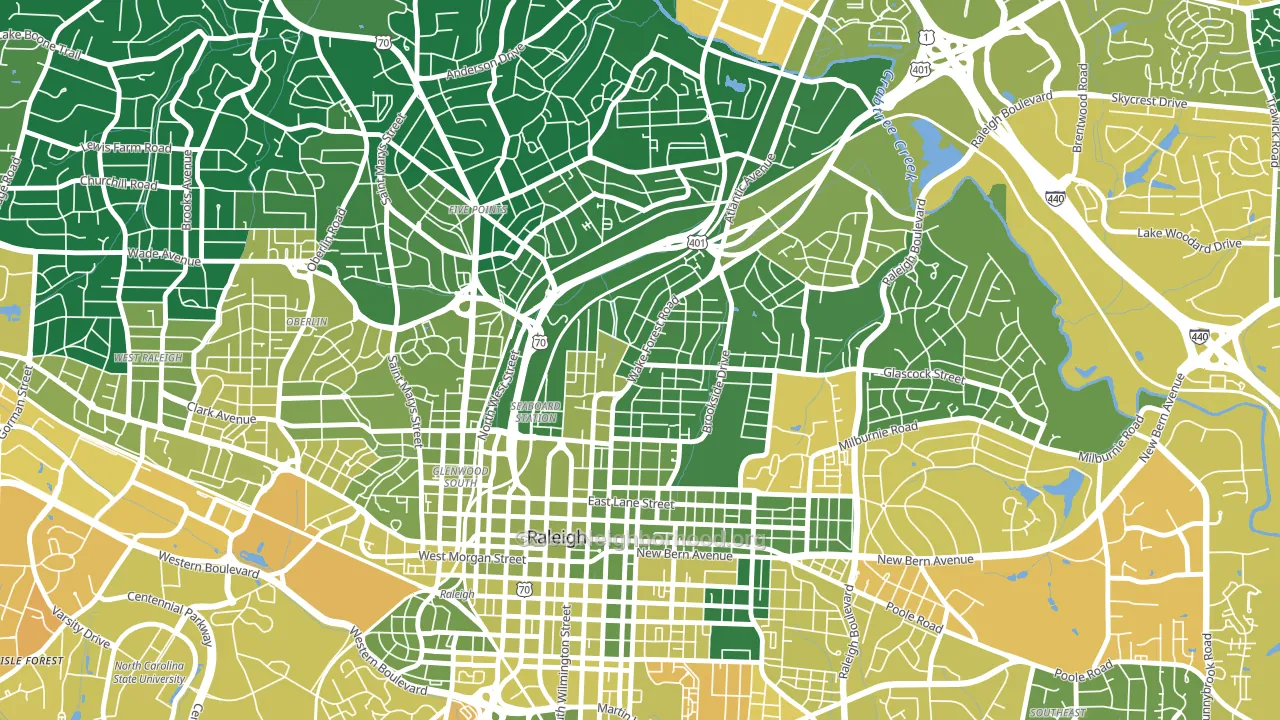 Mordecai, Raleigh, NC block-group voter-turnout map