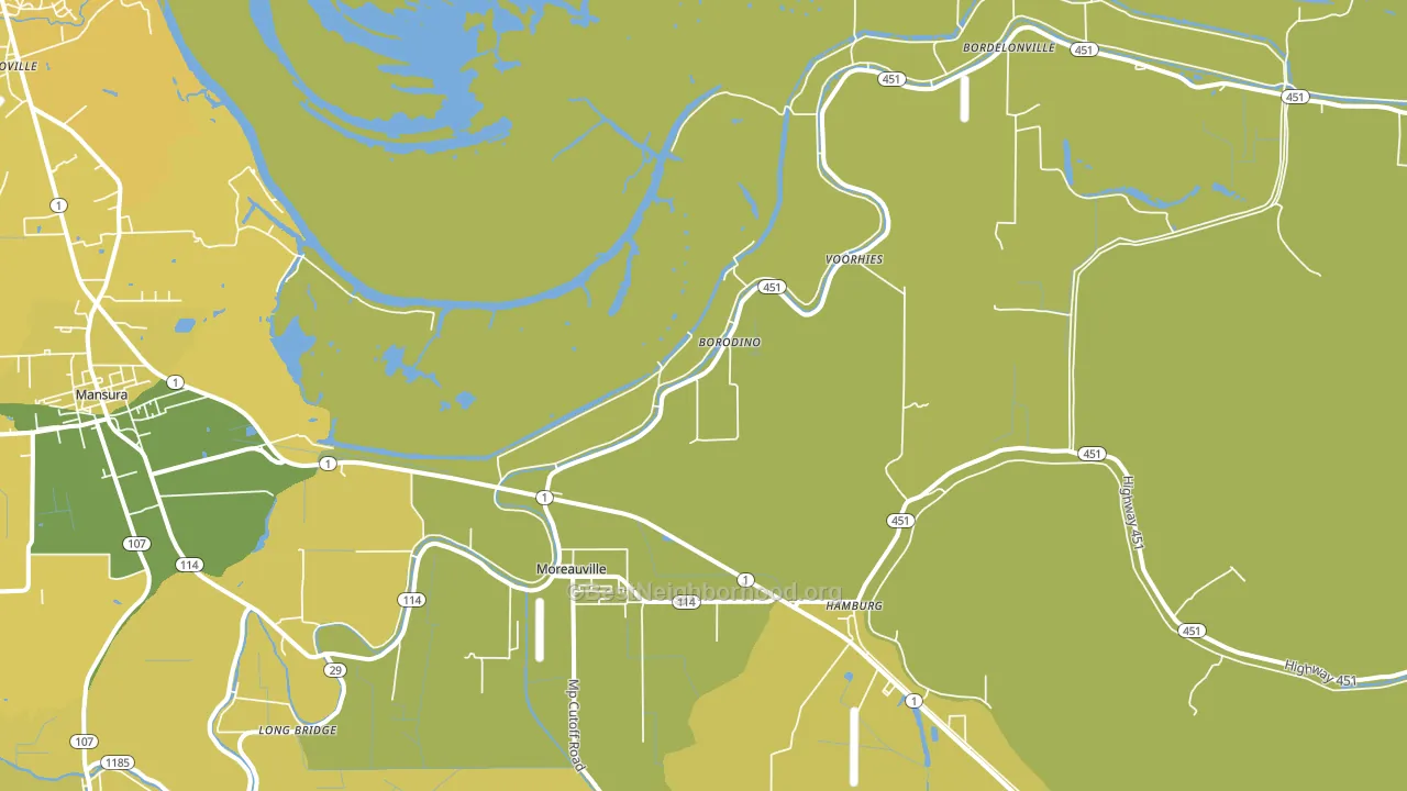 Moreauville, LA block-group voter-turnout map