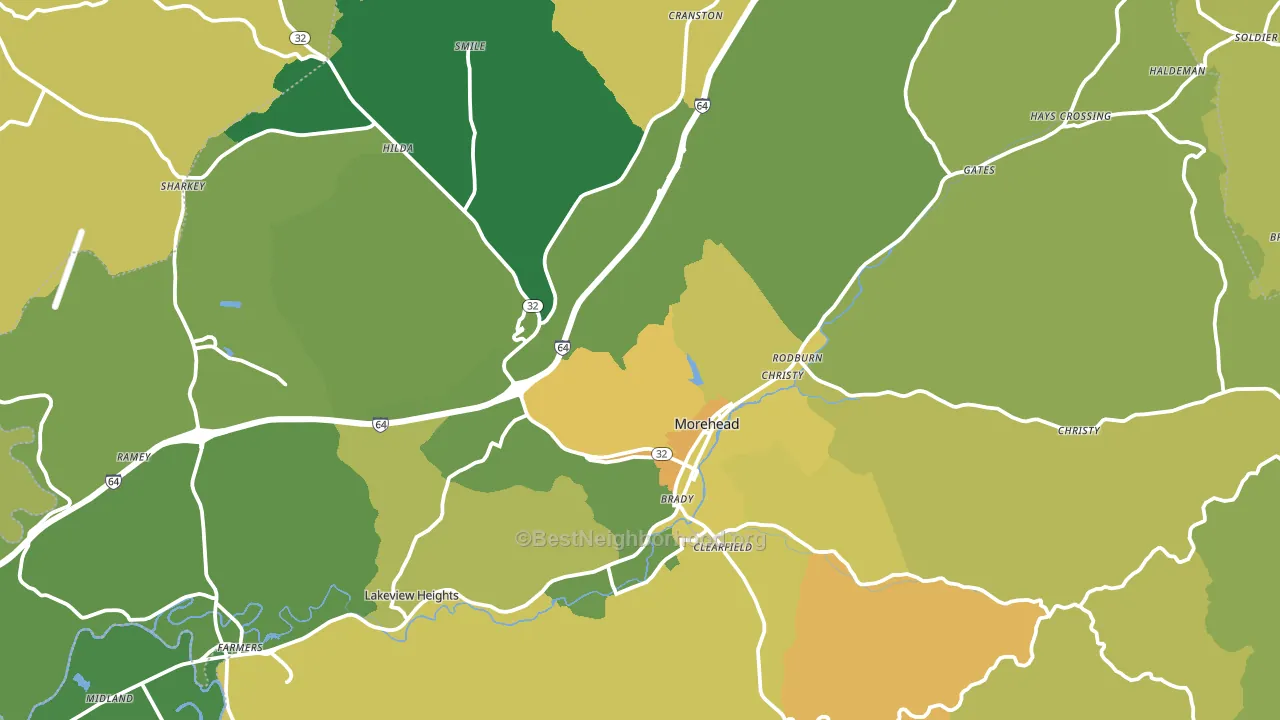 Morehead, KY block-group voter-turnout map