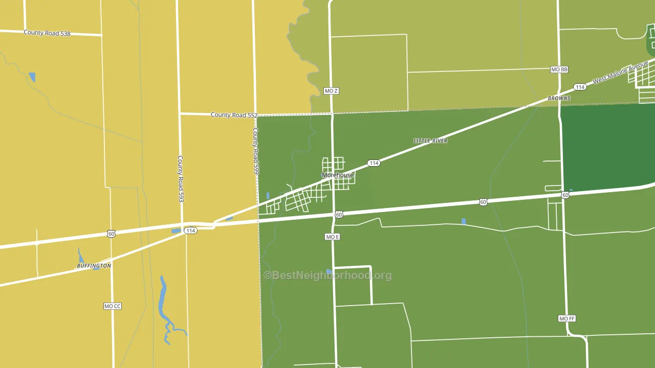 Morehouse, MO block-group voter-turnout map