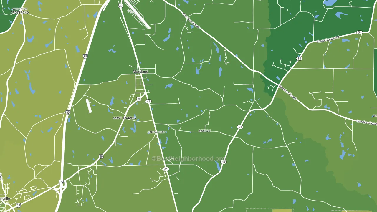 Moreland, GA block-group voter-turnout map