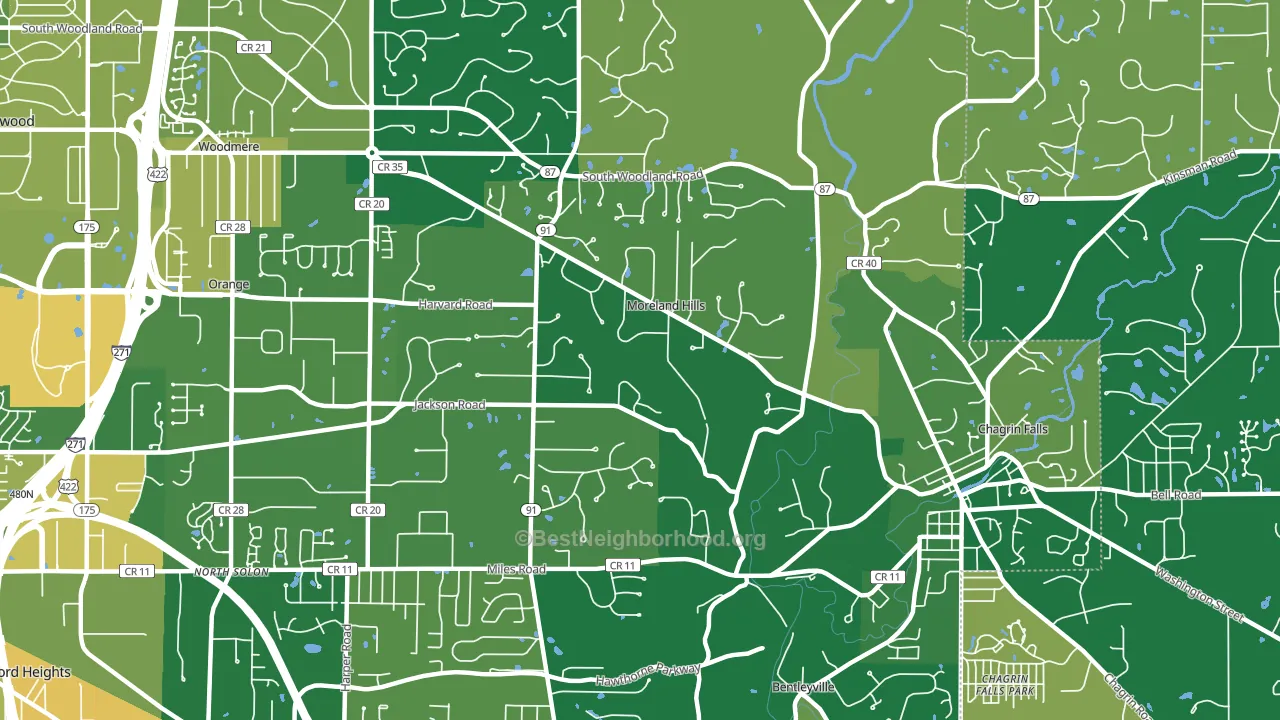 Moreland Hills, OH block-group voter-turnout map