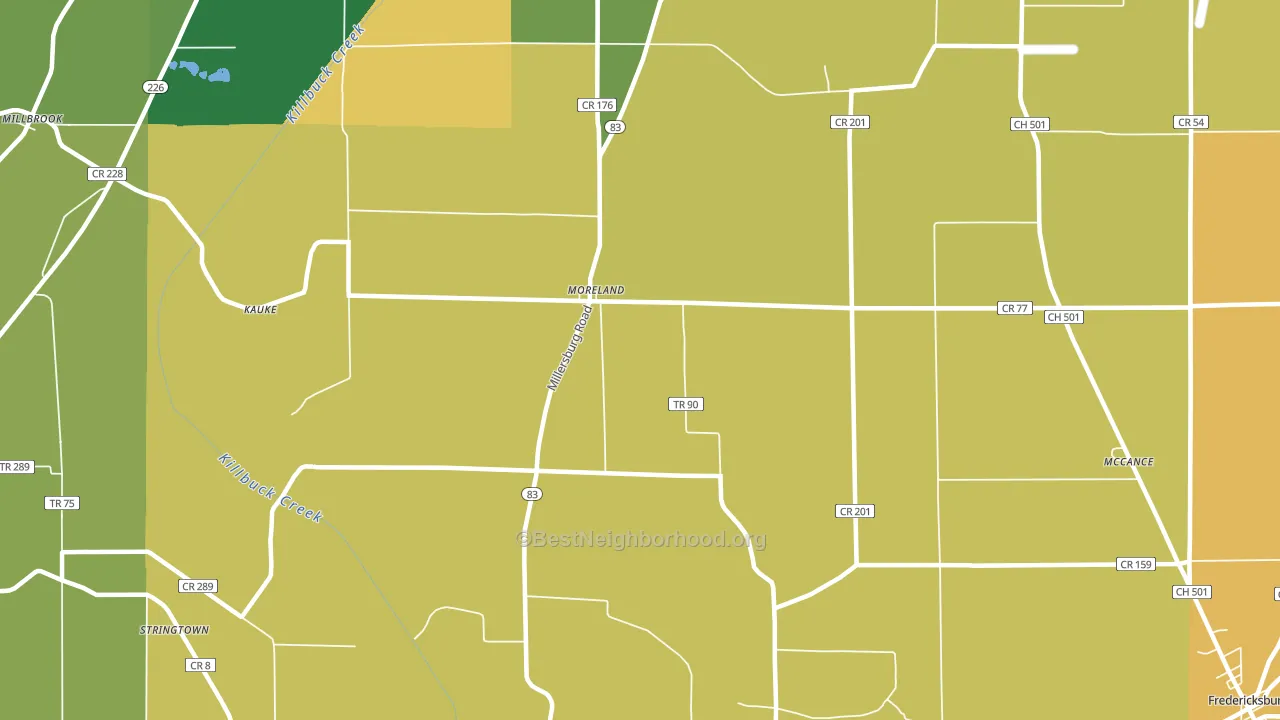 Moreland, OH block-group voter-turnout map