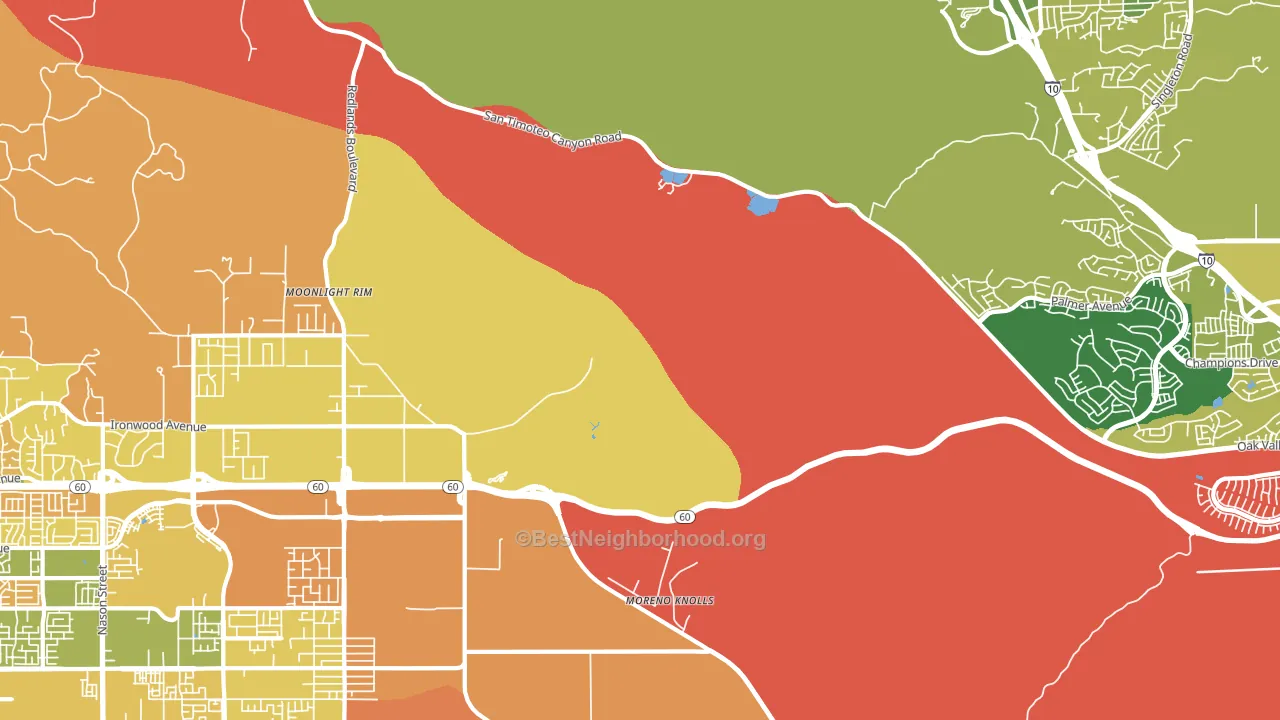 Moreno, CA block-group voter-turnout map