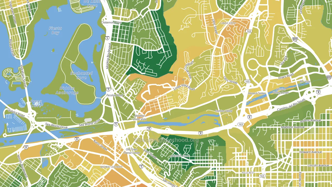 Moreno Mission, San Diego, CA block-group voter-turnout map