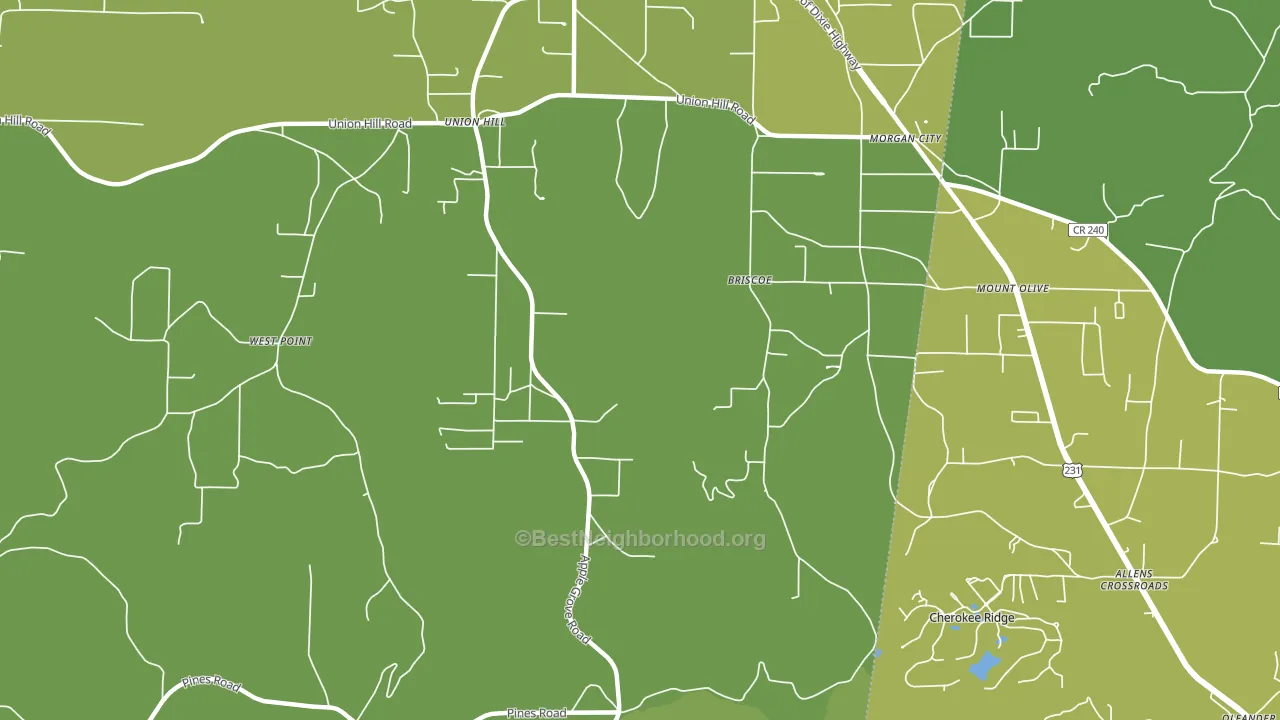 Morgan City, AL block-group voter-turnout map