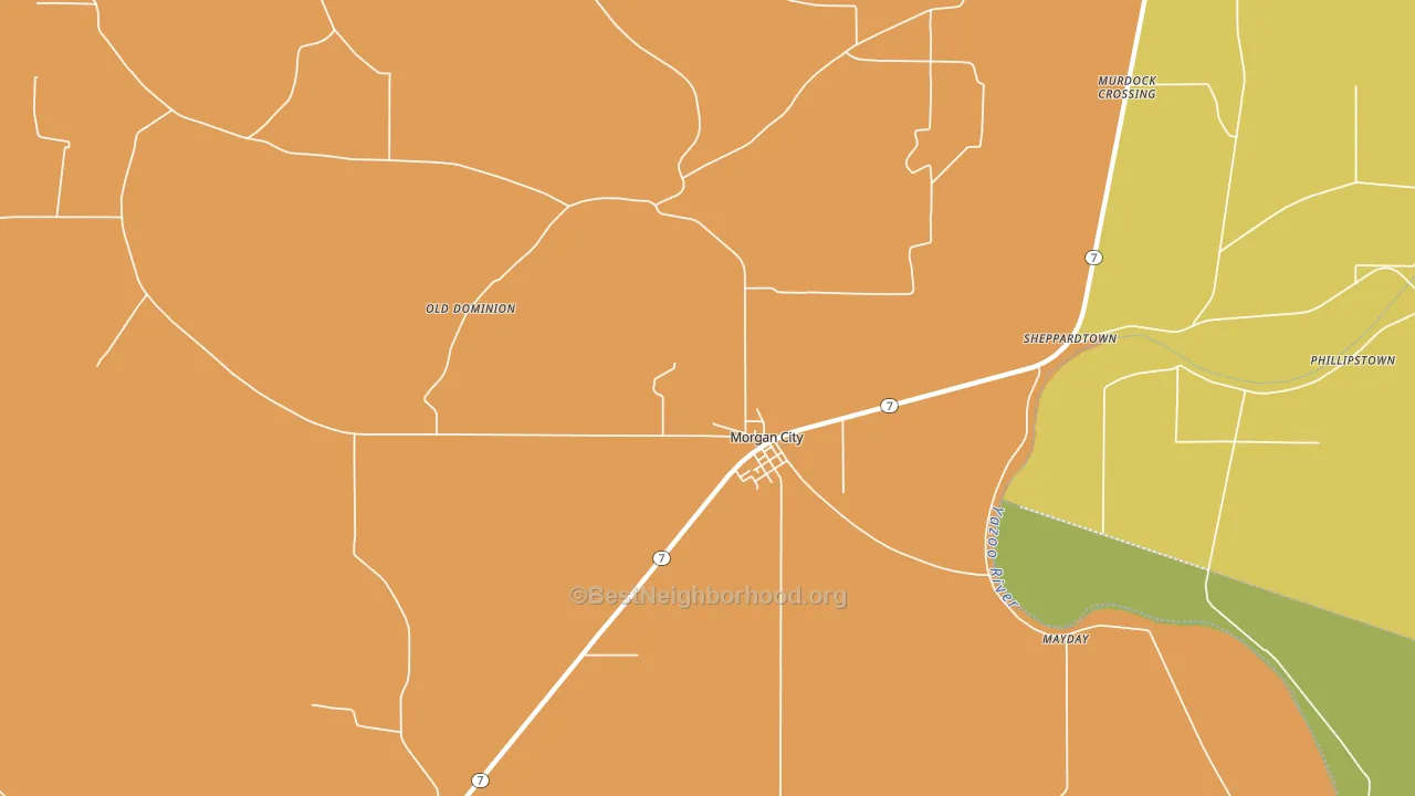Morgan City, MS block-group voter-turnout map