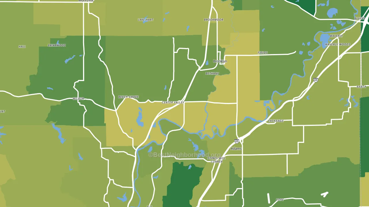 Morgan County, IN block-group voter-turnout map