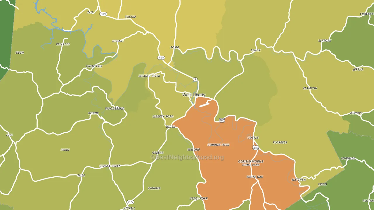 Morgan County, KY block-group voter-turnout map