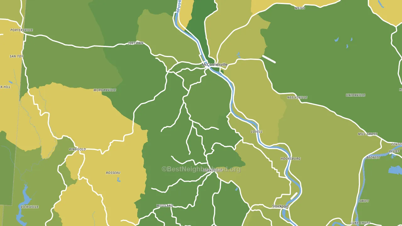 Morgan County, OH block-group voter-turnout map
