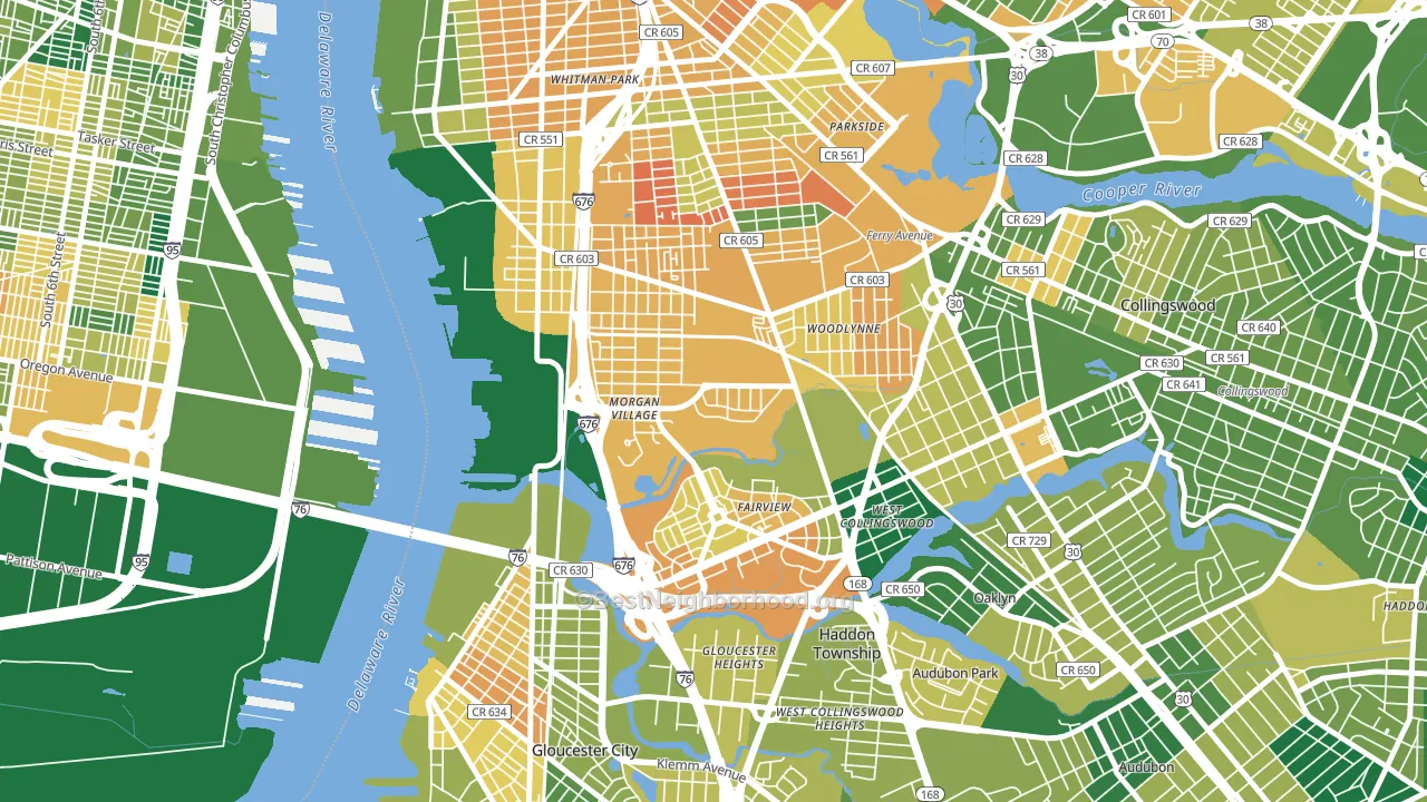 Morgan Village, Camden, NJ block-group voter-turnout map