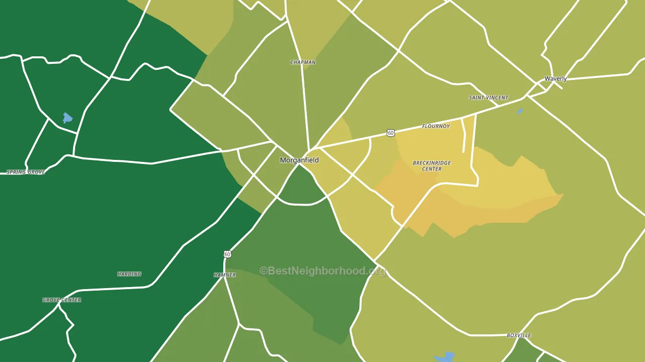 Morganfield, KY block-group voter-turnout map