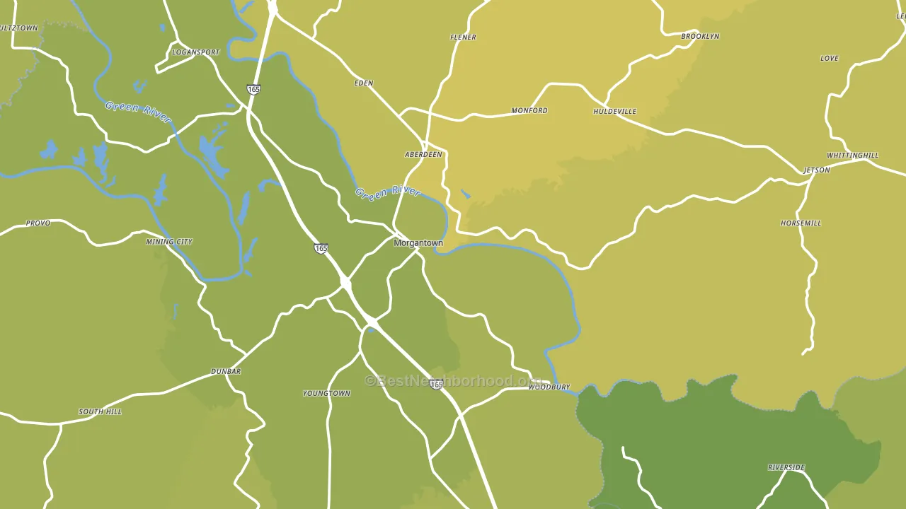 Morgantown, KY block-group voter-turnout map