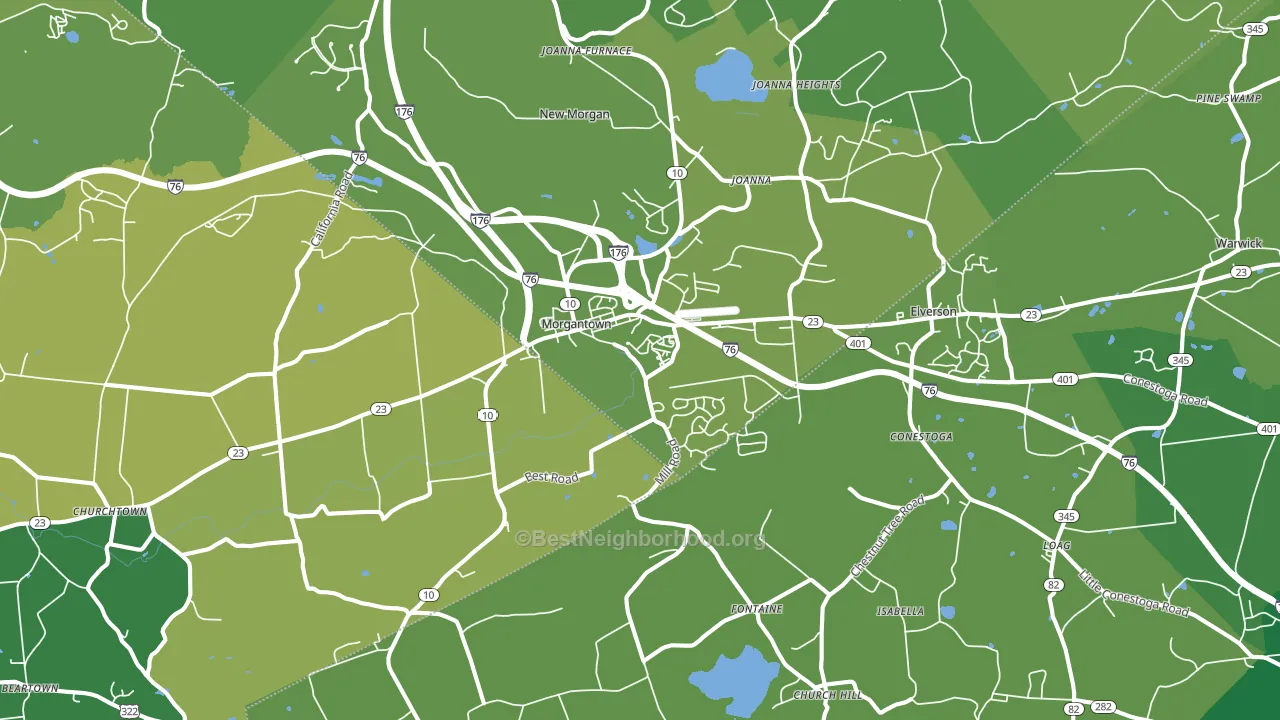 Morgantown, PA block-group voter-turnout map