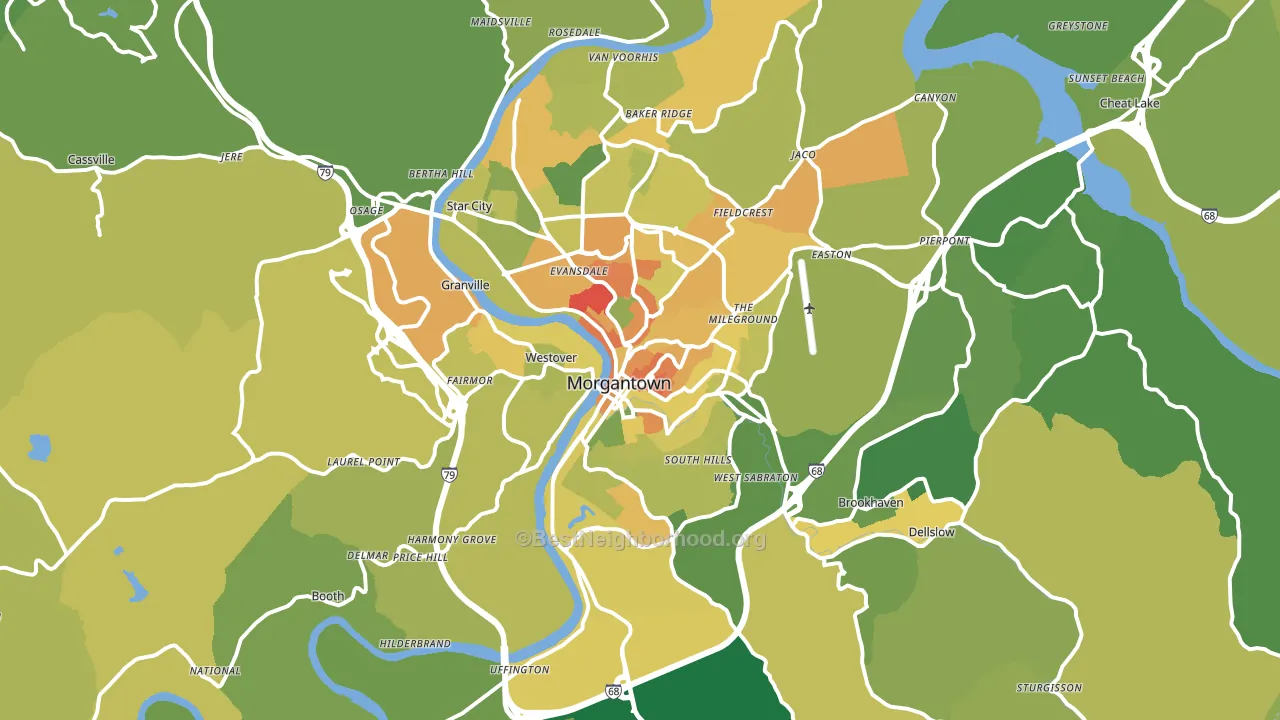 Morgantown, WV block-group voter-turnout map