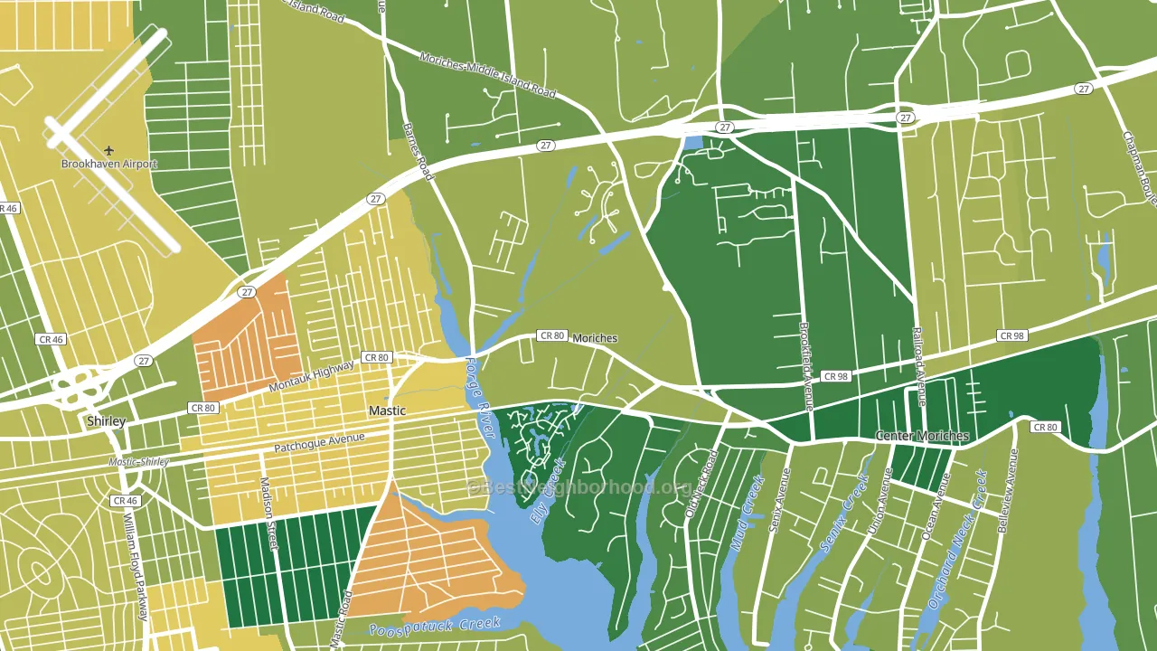 Moriches, NY block-group voter-turnout map