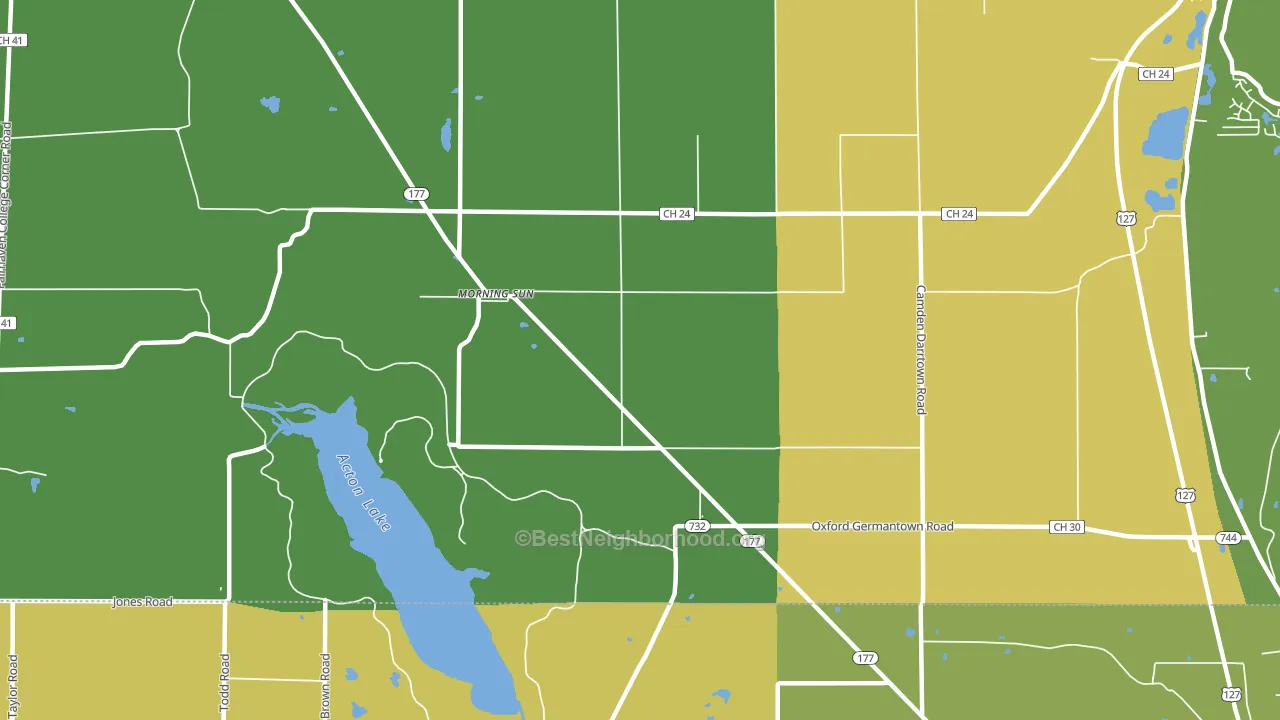 Morning Sun, OH block-group voter-turnout map