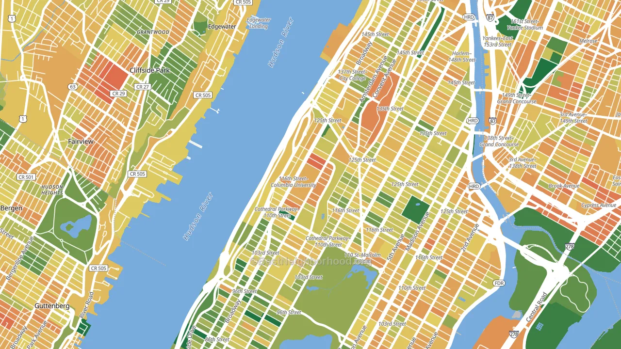 Morningside Heights, Manhattan, NY block-group voter-turnout map
