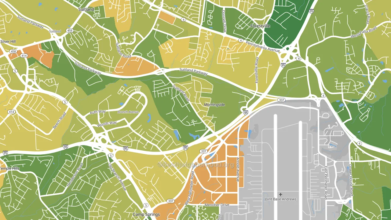 Morningside, MD block-group voter-turnout map