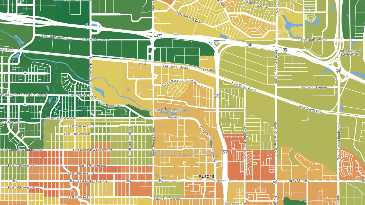 Morris Heights, Aurora, CO block-group voter-turnout map