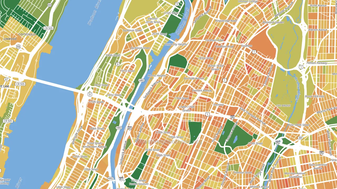 Morris Heights, Bronx, NY block-group voter-turnout map