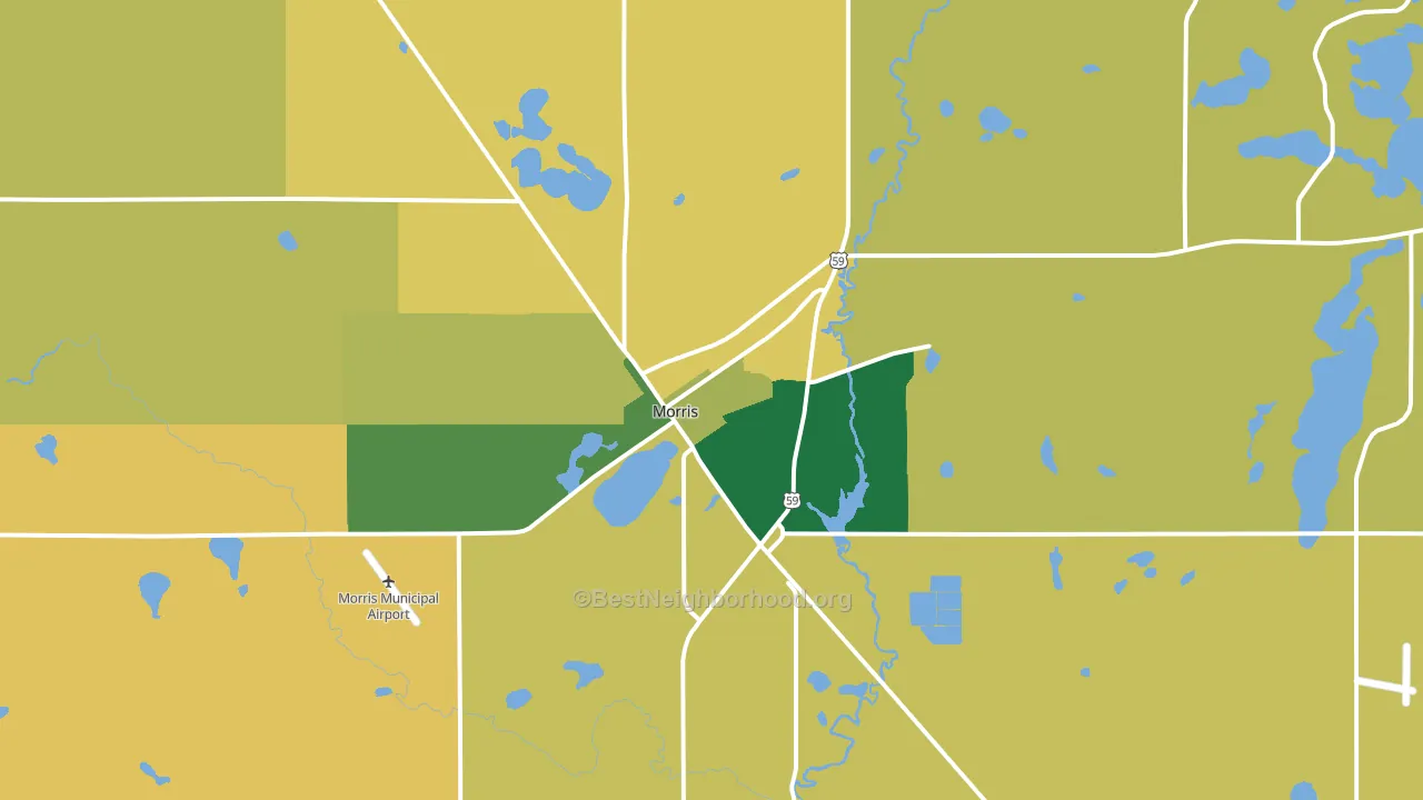 Morris, MN block-group voter-turnout map