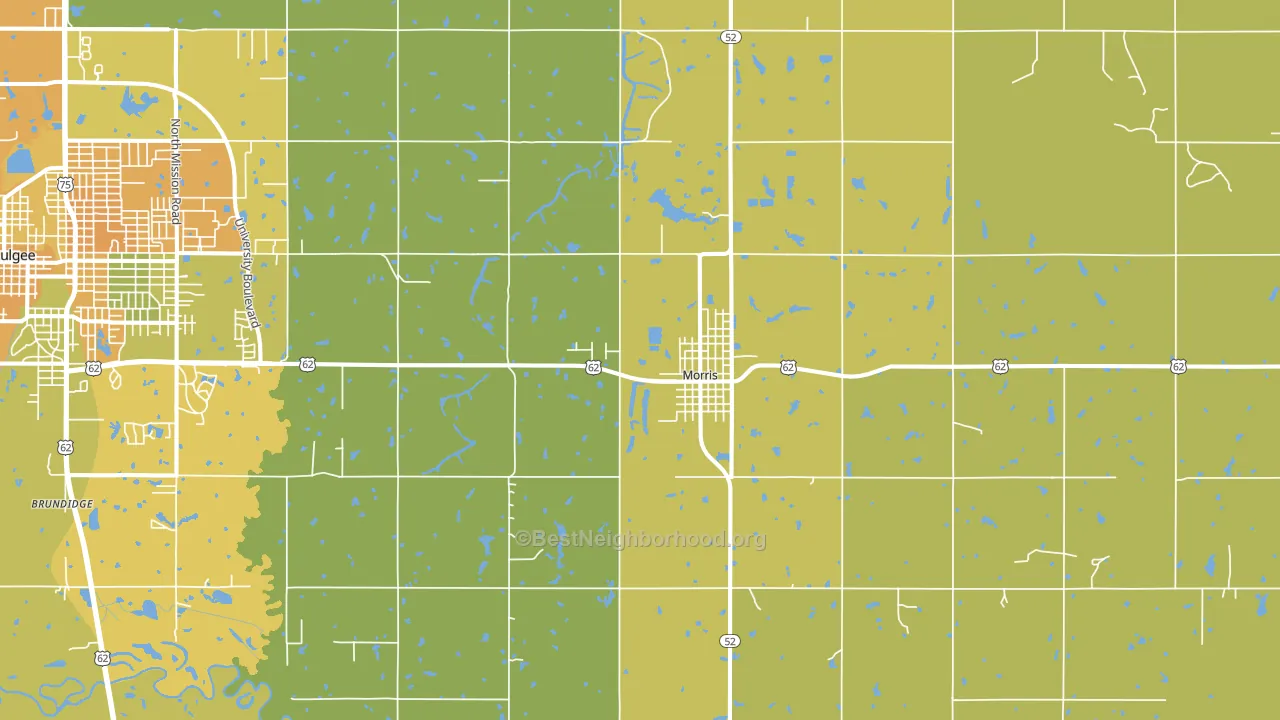 Morris, OK block-group voter-turnout map