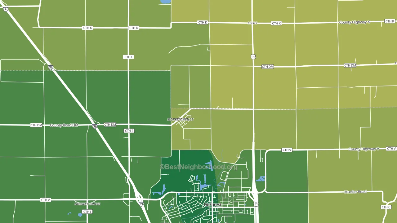 Morrisonville, WI block-group voter-turnout map