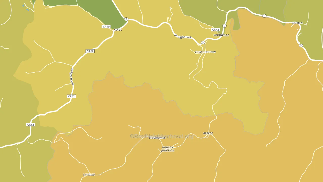 Morrisvale, WV block-group voter-turnout map