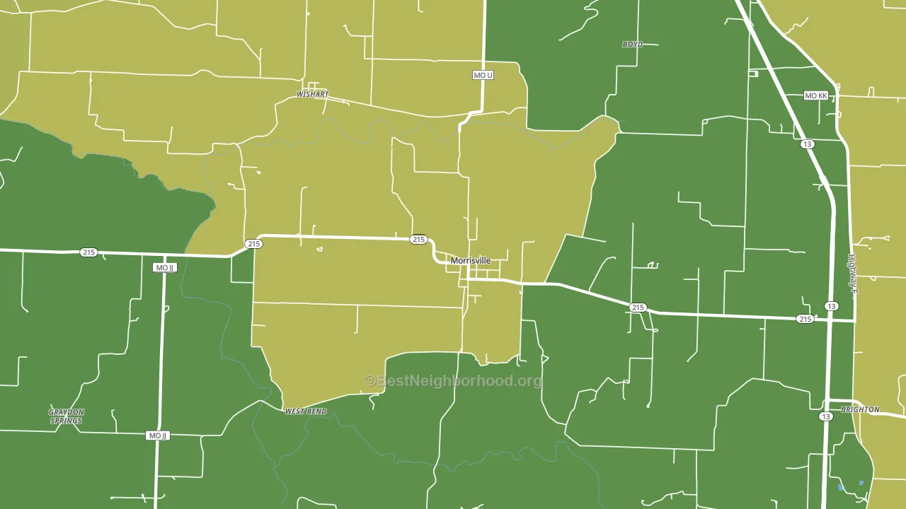 Morrisville, MO block-group voter-turnout map