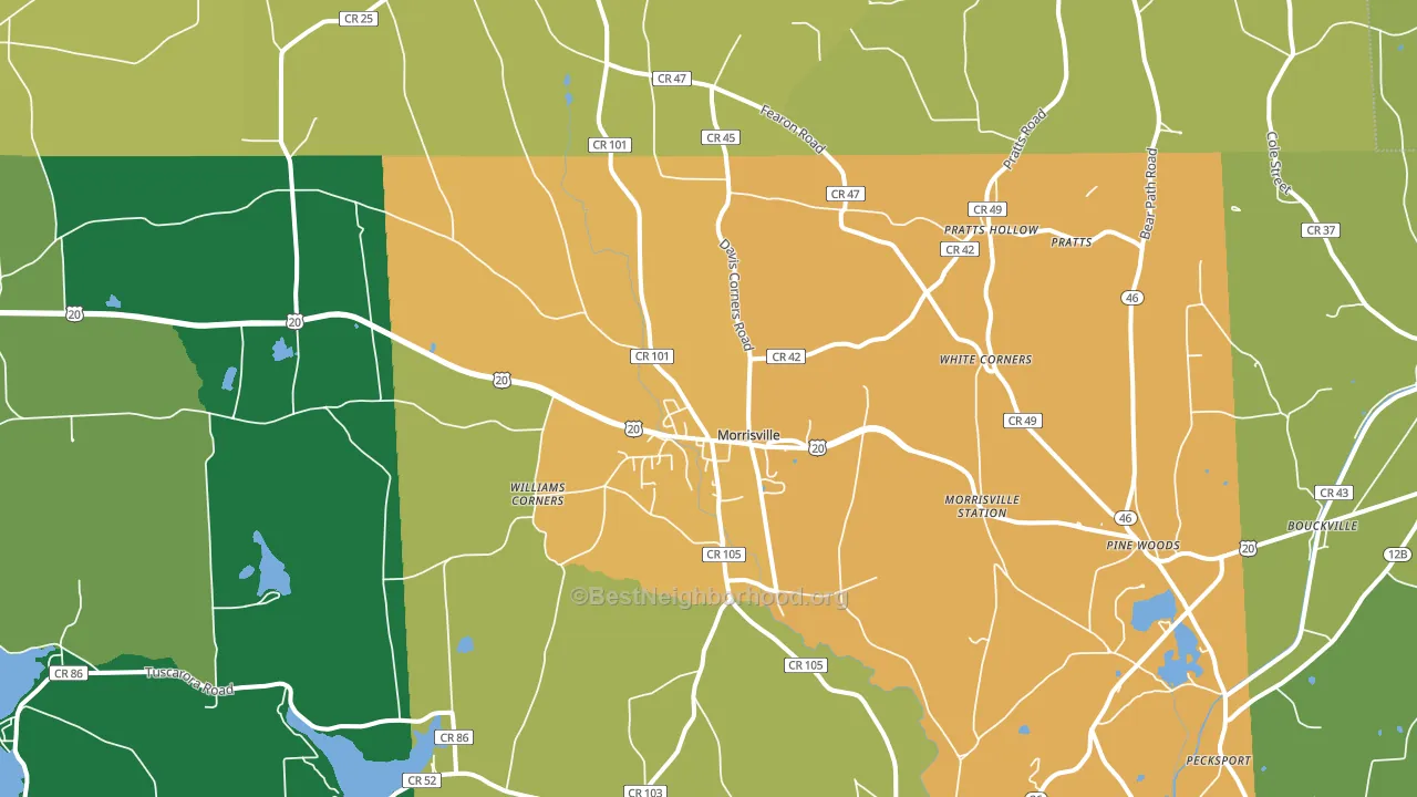 Morrisville, NY block-group voter-turnout map