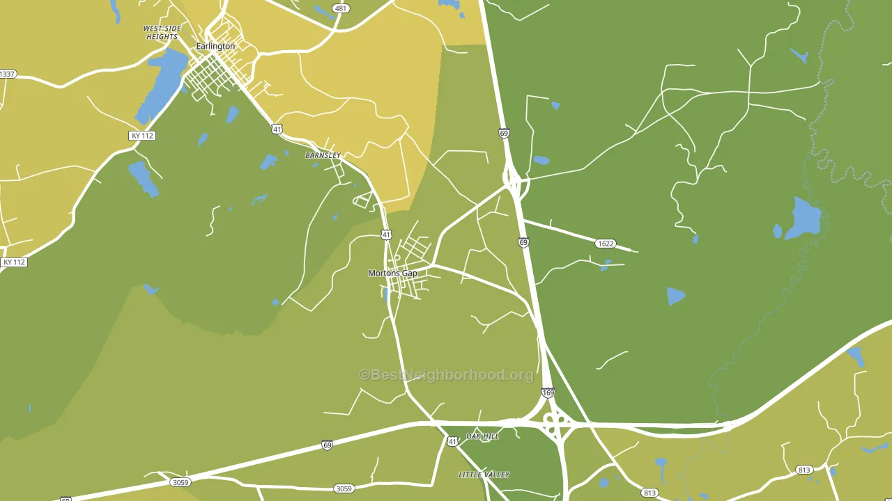 Mortons Gap, KY block-group voter-turnout map